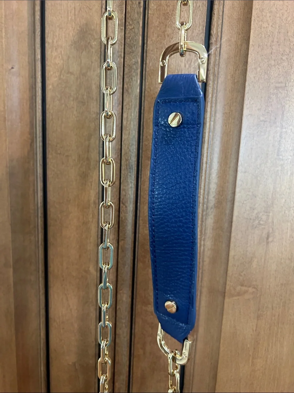 Tory Burch Royal Blue Leather Crossbody with Gold Chain